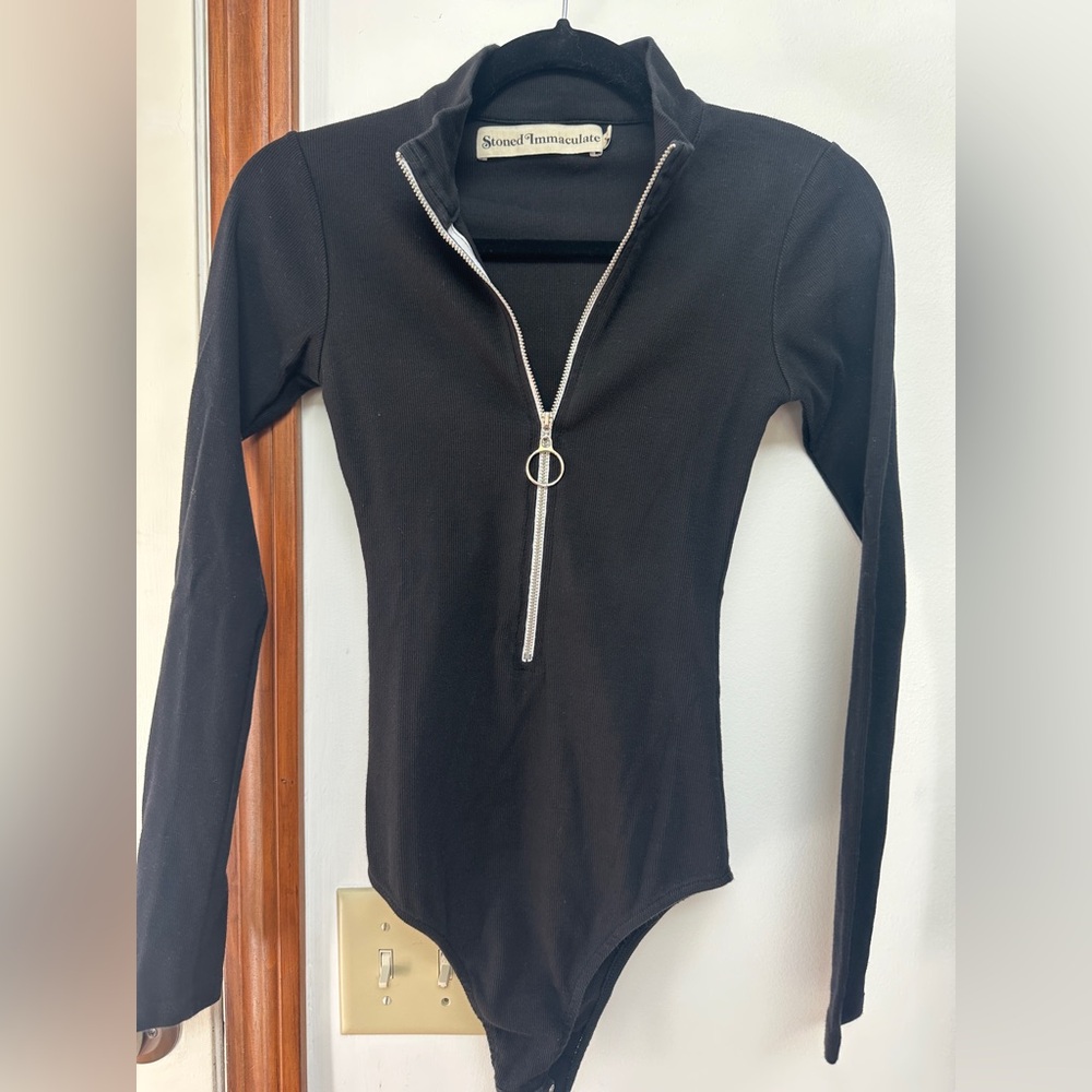 Stoned Immaculate Black zip bodysuit